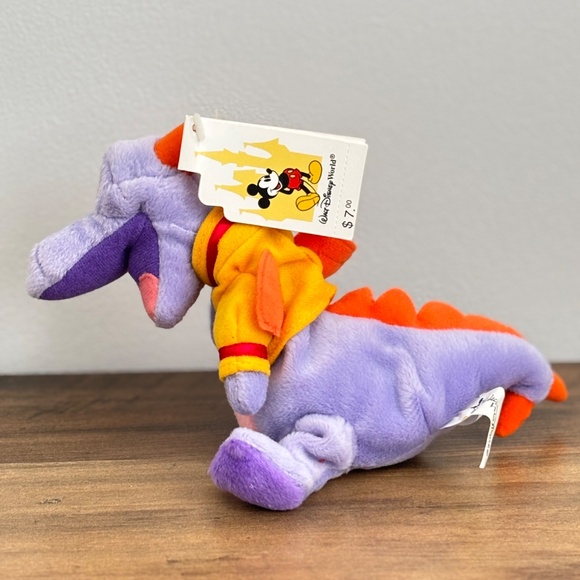 NWT VINTAGE Walt Disney World FIGMENT Bean Bag Plush EPCOT Purple Dragon Toy - Picture 6 of 12